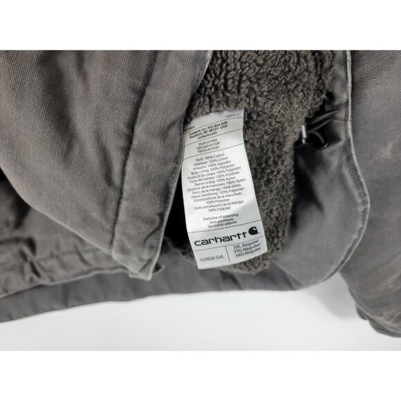 Carhartt Fleece Lined Relaxed Fit Coat Jacket Mens Size 3XL Gray Black 0J3826-M - Picture 9 of 11
